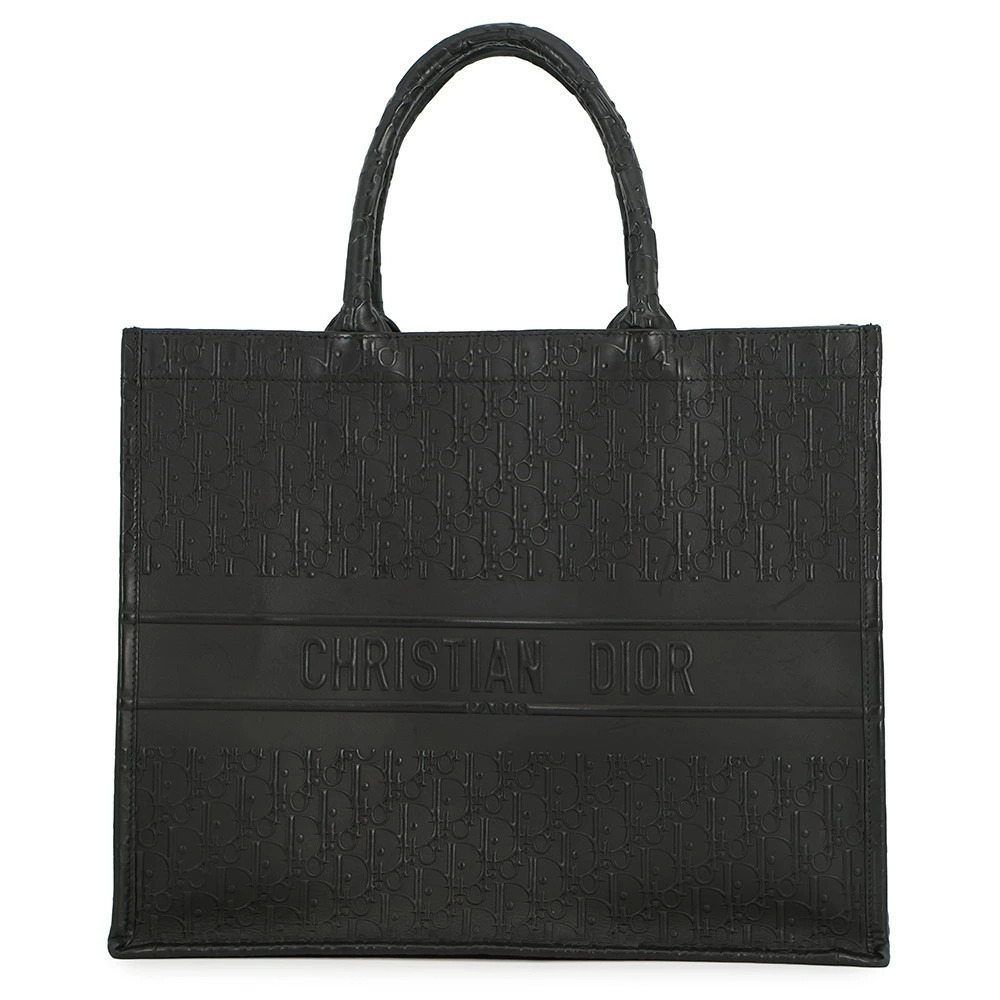 Dior Tote Bag Book Oblique Calf Leather Trotter Black Christian